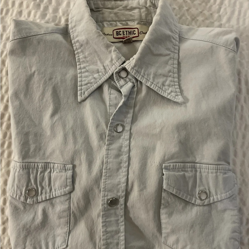 BC ETHIC Custom Crafted Vintage Short Sleeve Slim Western‎ Cut Work Shirt Size M